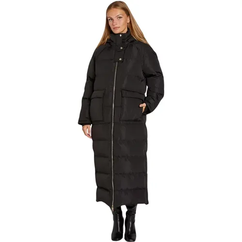 Stilvolle Lange Daunenjacke Schwarz , Damen, Größe: L - RUE de FEMME - Modalova