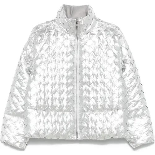 Silver Metallic Padded Coat , female, Sizes: 2XS - Emporio Armani - Modalova