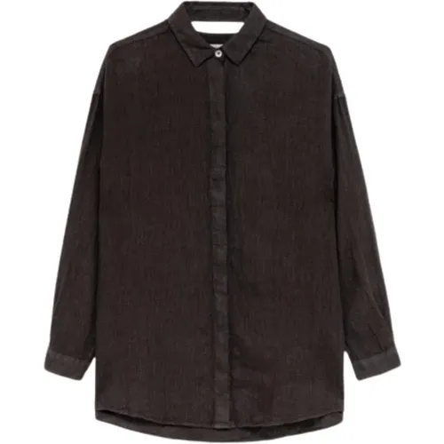 Black Linen Shirt Opening Women , female, Sizes: M, S, XS - Amish - Modalova