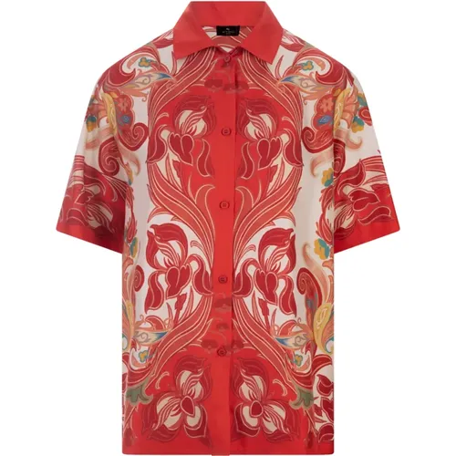 Rotes Seiden-Paisley-Print-Shirt , Damen, Größe: S - ETRO - Modalova