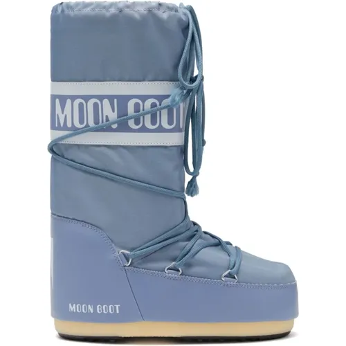 Graue Winterstiefel mit Logoaufdruck , Damen, Größe: 35 EU - moon boot - Modalova