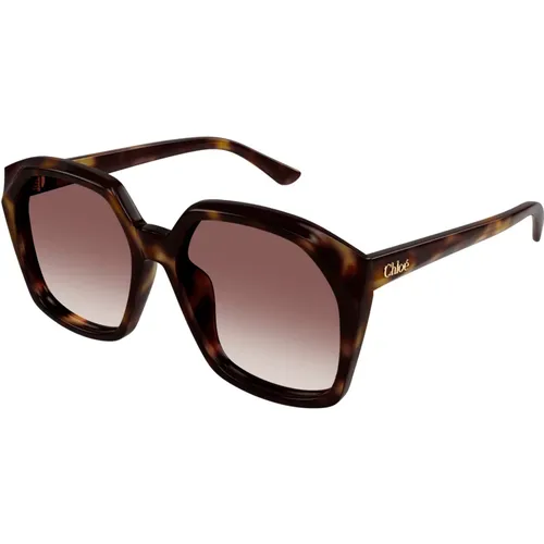 Stilvolle Sonnenbrille in Schwarz , Damen, Größe: 57 MM - Chloé - Modalova