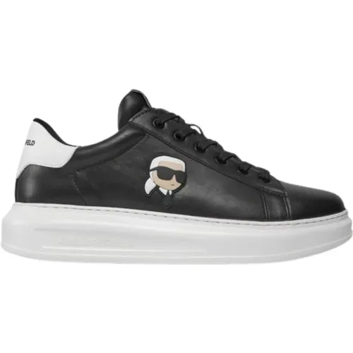 Schwarze Leder Herren Sneaker , Herren, Größe: 42 EU - Karl Lagerfeld - Modalova