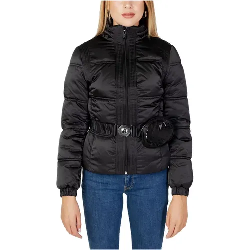 Schwarze Jacke mit Reißverschluss und Rollkragen , Damen, Größe: XS - Guess - Modalova