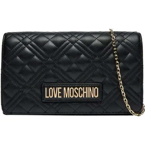 Gepolsterte Pu-Handtasche mit goldenen Details , Damen, Größe: ONE Size - Love Moschino - Modalova