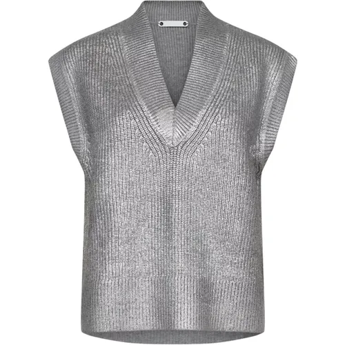 Metallisches Strickweste Silber , Damen, Größe: S - Co'Couture - Modalova