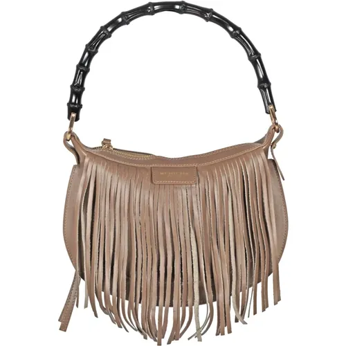 Fringe Leather Bag with Bamboo Handle , female, Sizes: ONE SIZE - My Best Bags - Modalova