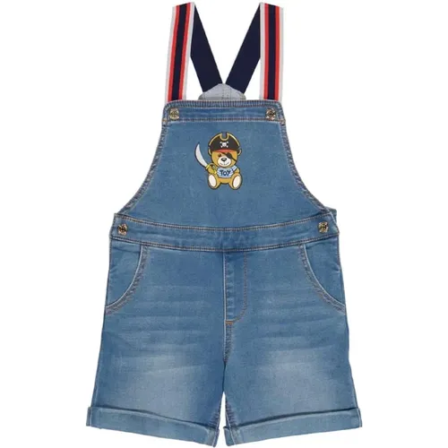 Teddy Bear Patch Denim Overalls - Moschino - Modalova