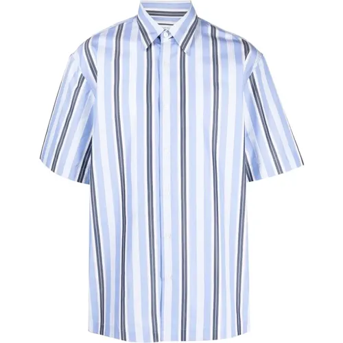 Kurzarmhemd mit Blauen Streifen , Herren, Größe: M - Dries Van Noten - Modalova