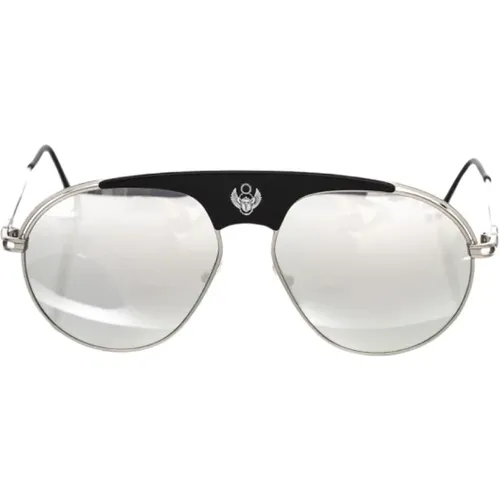 Shield Sunglasses Metal Profile Grey Lens , male, Sizes: ONE SIZE - Frankie Morello - Modalova