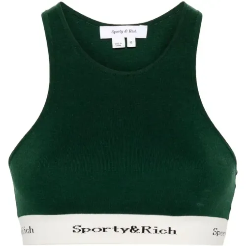 Grünes ärmelloses Racerback-Top , Damen, Größe: XS - Sporty & Rich - Modalova