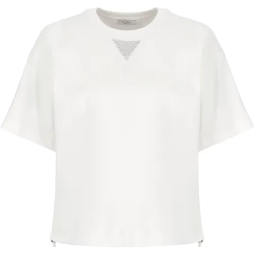 Weißes T-Shirt mit Lurex-Detail - PESERICO - Modalova