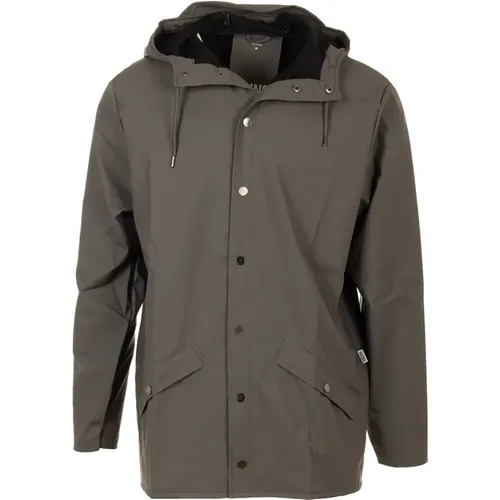 Short Waterproof Coat Grey , male, Sizes: M, L, XL - Rains - Modalova