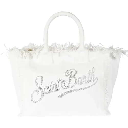Weiße Strand-Kosmetiktasche mit Fransen - MC2 Saint Barth - Modalova