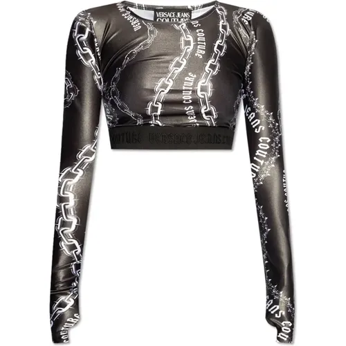 Top mit Logo , Damen, Größe: 2XS - Versace Jeans Couture - Modalova