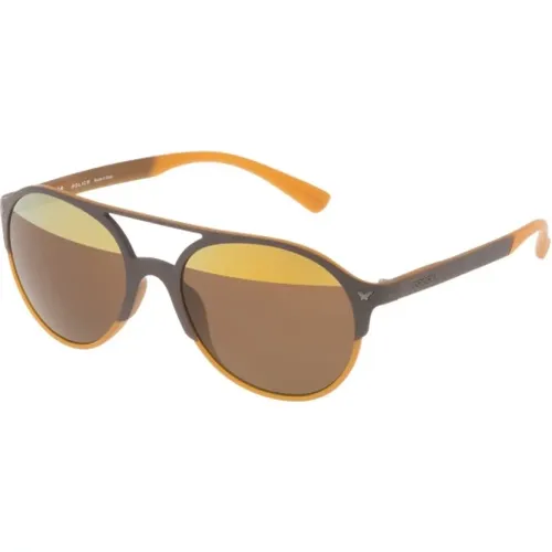 Braune Injizierte Sonnenbrille , unisex, Größe: 55 MM - Police - Modalova