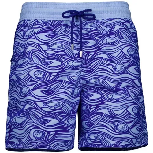 Swim Shorts with Wave and Fish Print , male, Sizes: XL, L, 2XL, M - Vilebrequin - Modalova