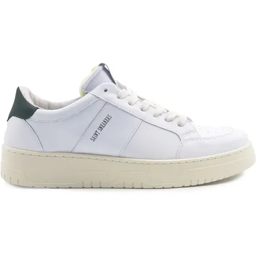 Weiße Leder Golf Sneakers mit Grünem Detail,Weiße Klassische Sneakers - Saint Sneakers - Modalova