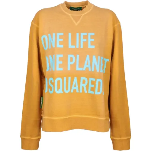 Gelbes Print Sweatshirt , Damen, Größe: XS - Dsquared2 - Modalova