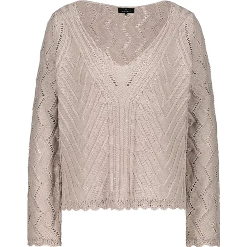 Stilvoller Pullover mit Ajourmix Muster , Damen, Größe: S - monari - Modalova