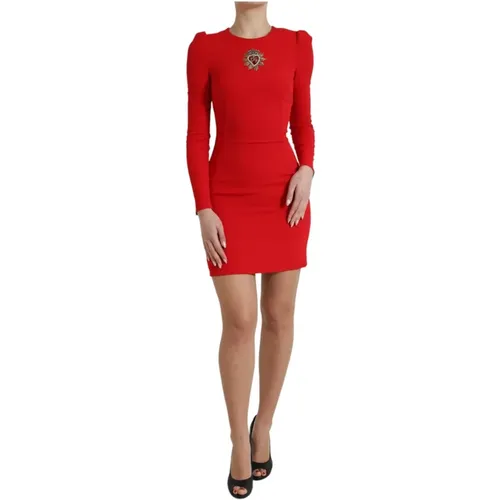 Sacred Heart Bodycon Mini Dress , female, Sizes: XS, 2XS - Dolce & Gabbana - Modalova