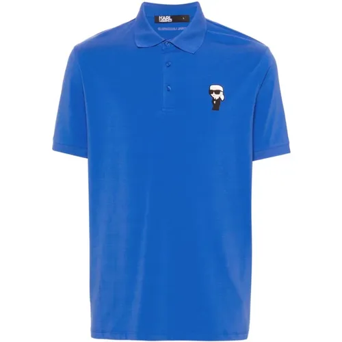 Blaues Polo Shirt Jersey Logo , Herren, Größe: L - Karl Lagerfeld - Modalova