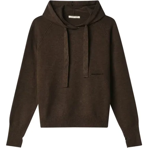 Brauner Kapuzenpullover mit Stickerei , Damen, Größe: M - HINNOMINATE - Modalova