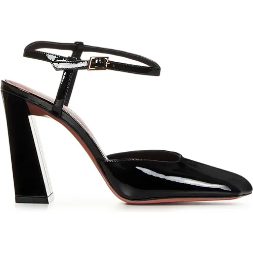 Patent Block Heel Sandals , female, Sizes: 4 UK - Amina Muaddi - Modalova