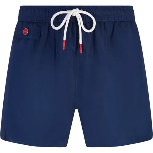 Navy Swim Shorts with Logo Appliqué , male, Sizes: 2XL, L, M - Kiton - Modalova