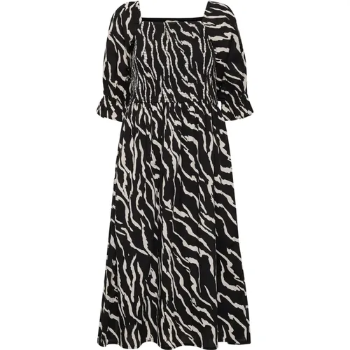 Black/Antique Zebra Print Dress , female, Sizes: M - Kaffe - Modalova