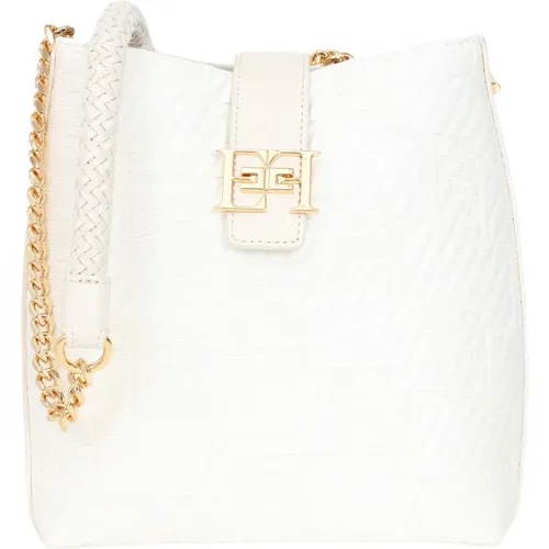 Ivory Shoulder Bag in Jacquard , female, Sizes: ONE SIZE - Elisabetta Franchi - Modalova