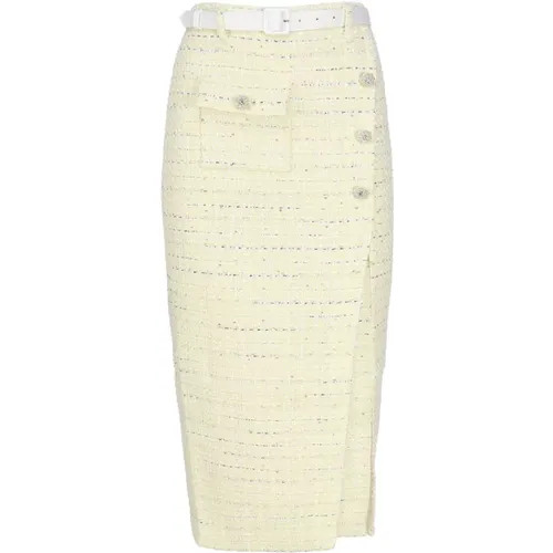 Bouclé Midi Skirt with Rhinestone Buttons , female, Sizes: XS - Self Portrait - Modalova