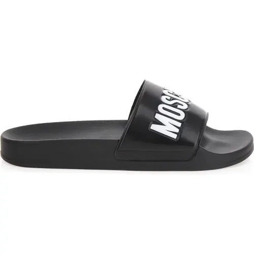 Schwarze Logo Gummi Pool Slides , Herren, Größe: 45 EU - Moschino - Modalova