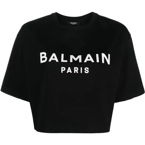 Logo Print Cotton T-Shirt , female, Sizes: M, XS, S - Balmain - Modalova