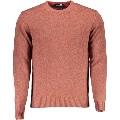 Wool Crew Neck Sweater with Contrasting Details and Logo Embroidery , male, Sizes: XL - Harmont & Blaine - Modalova