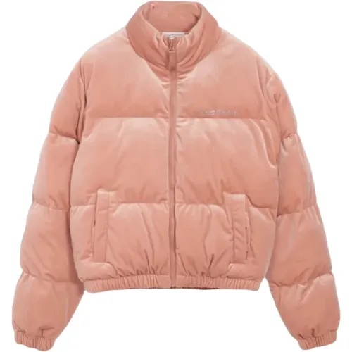 Schwarzer Gesteppter Velours Trichterhals Puffer , Damen, Größe: L - Juicy Couture - Modalova