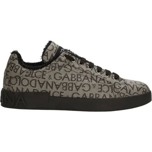 Portofino Sneaker Jacquard Fabric , male, Sizes: 5 1/2 UK - Dolce & Gabbana - Modalova