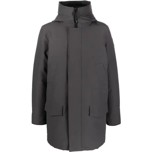 Grey Classic Hooded Coat , male, Sizes: M, S - Canada Goose - Modalova