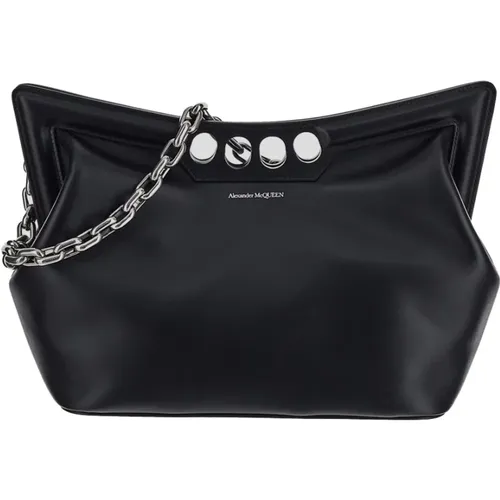 Curved Magnetic Frame Leather Shoulder Bag , female, Sizes: ONE SIZE - alexander mcqueen - Modalova