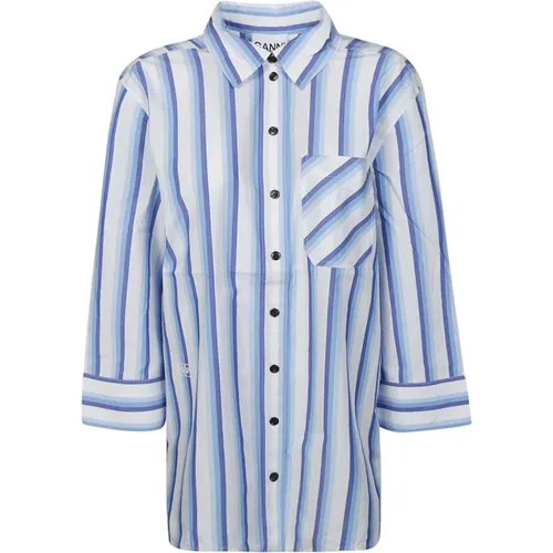 Striped Cotton Shirt , female, Sizes: S, XS, M - Ganni - Modalova
