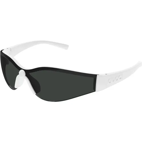 Sportliche Halbrand-Sonnenbrille Weiß/Grau , unisex, Größe: ONE Size - Gucci - Modalova