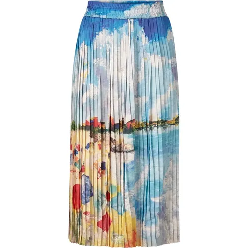 Printed Plissee Skirt , Damen, Größe: L - Rich & Royal - Modalova