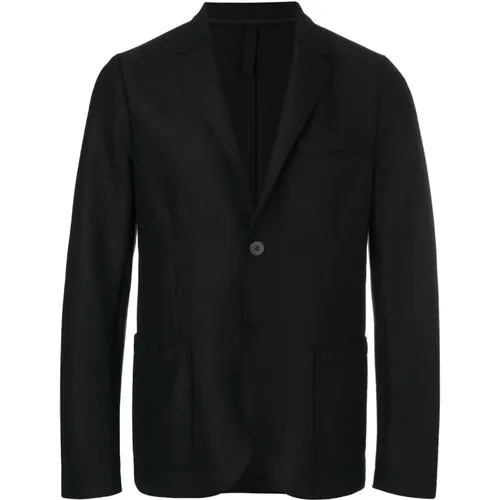 Schwarzer Wollklassiker Blazer Jacke , Herren, Größe: S - Harris Wharf London - Modalova