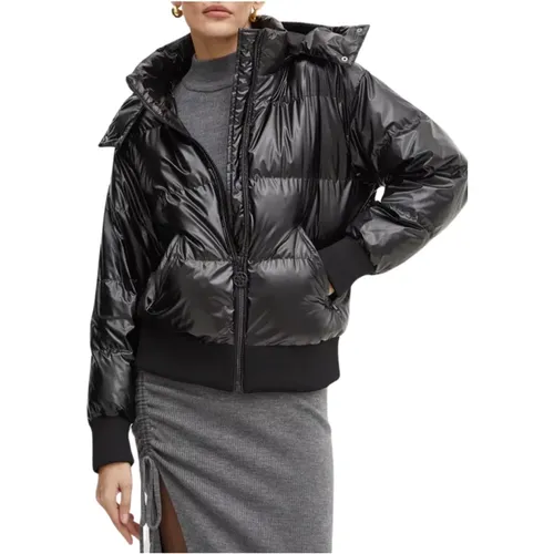 Metallic Hoodie Puffer Jacke , Damen, Größe: S - Guess - Modalova