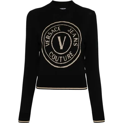 Schwarzes und Goldenes Maglia Shirt , Damen, Größe: M - Versace Jeans Couture - Modalova