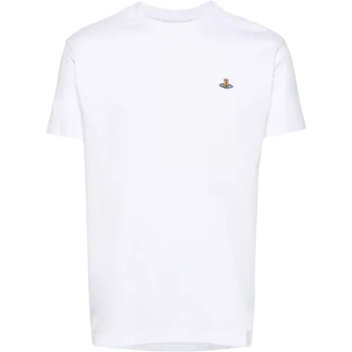 Weiße T-Shirts und Polos mit Orb-Logo , Damen, Größe: XS - Vivienne Westwood - Modalova