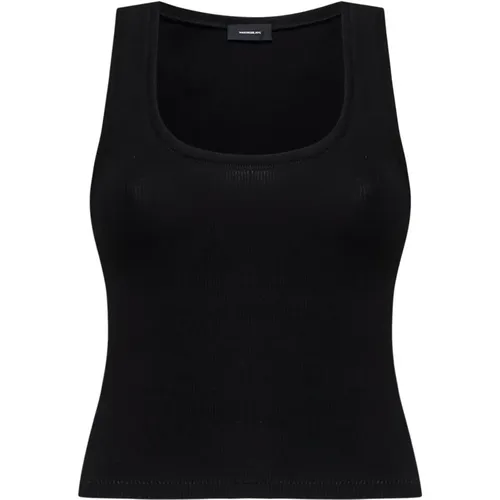 Schwarzes Geripptes Tanktop , Damen, Größe: M - WARDROBE.NYC - Modalova