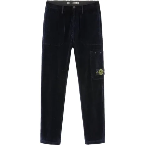 Corduroy Combat Trousers in Navy , male, Sizes: W36, W34, W32 - Stone Island - Modalova