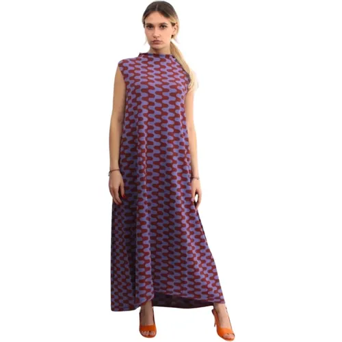 Bordeaux Kleid mit Allover Fantasie Muster , Damen, Größe: M - Liviana Conti - Modalova