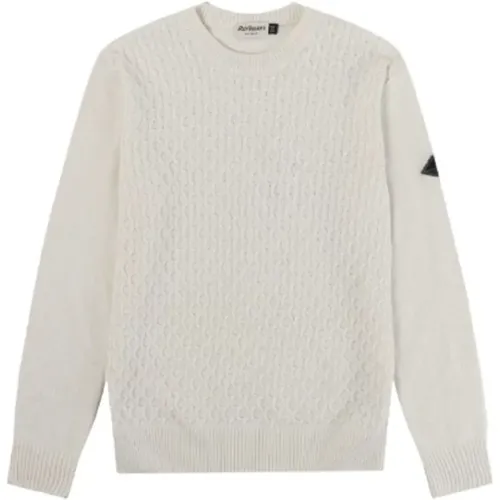 Weißer Walnut Stitch Crew Neck Sweater , Herren, Größe: M - Roy Roger's - Modalova